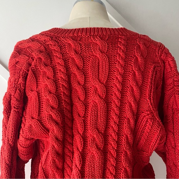 Vintage Perry Ellis Cable Knit V Neck Sweater - S - Picture 8 of 14